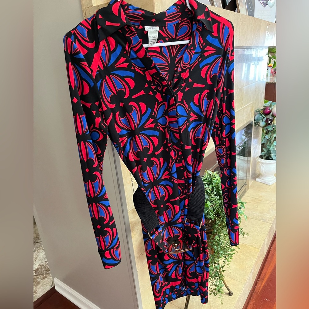 Vibrant Black and Red Patterned Dress